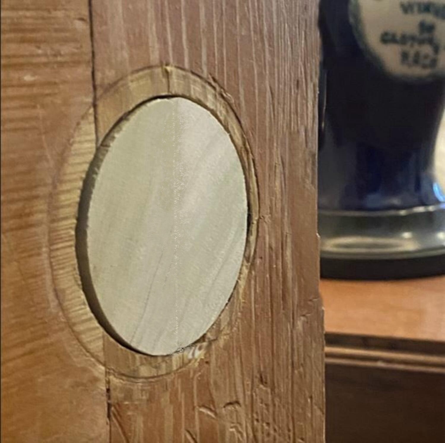 Predrilled Door Wooden Hole Plug 2 1/8" Diameter Wafer