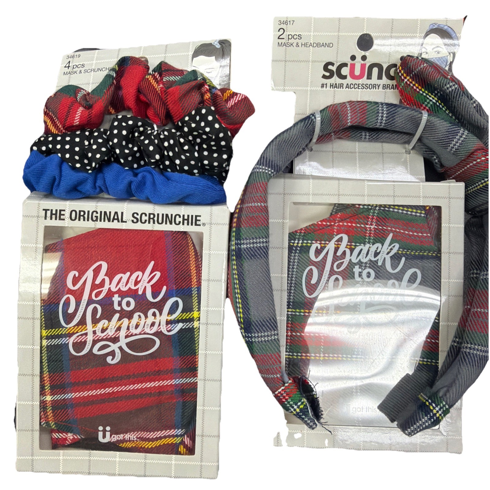 Scünci Back to School 2-Piece Set - Headband & Face Mask - 2 Packs