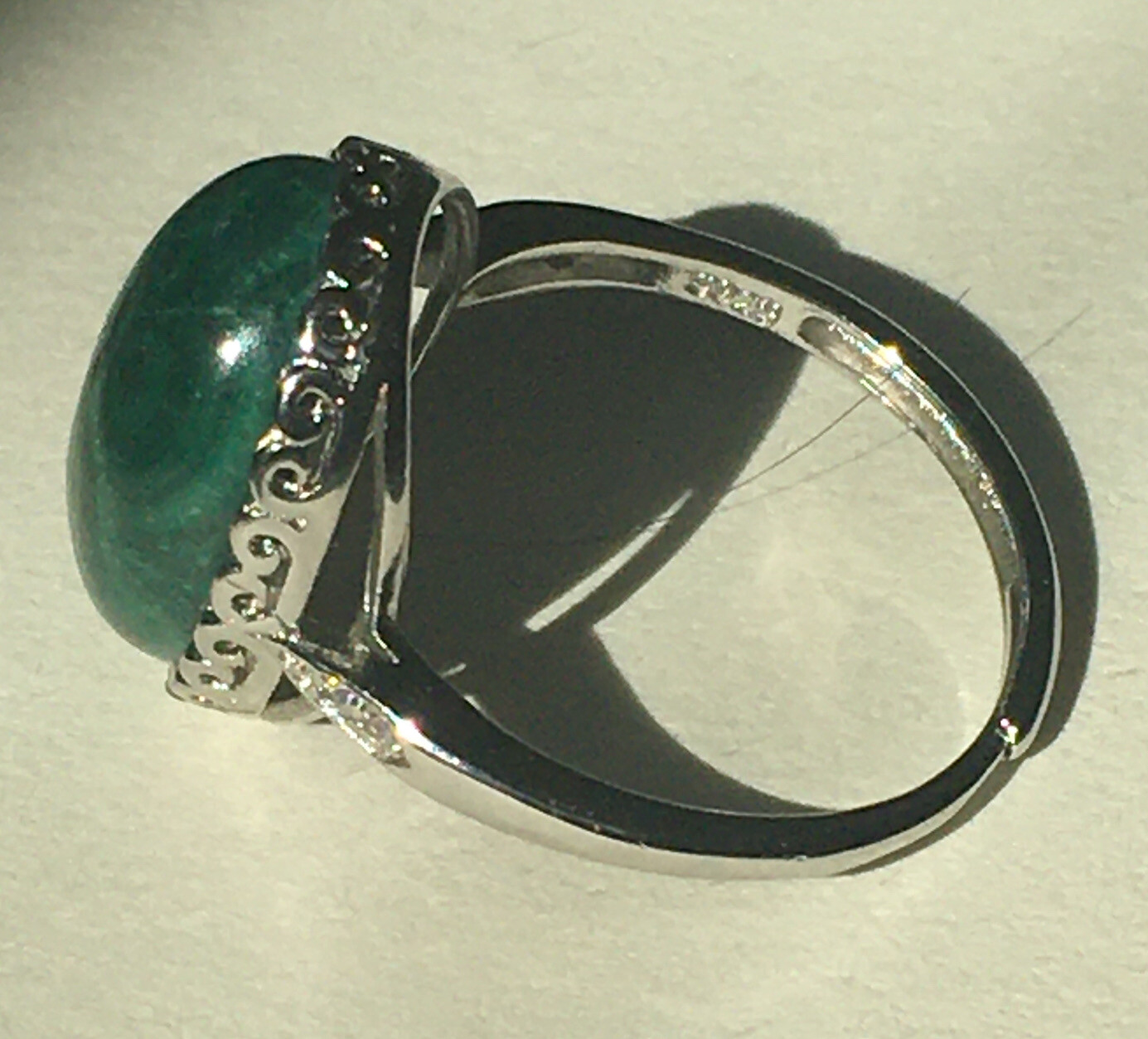 malachite ring S925 adjustable to size 6,7, 8 & 9