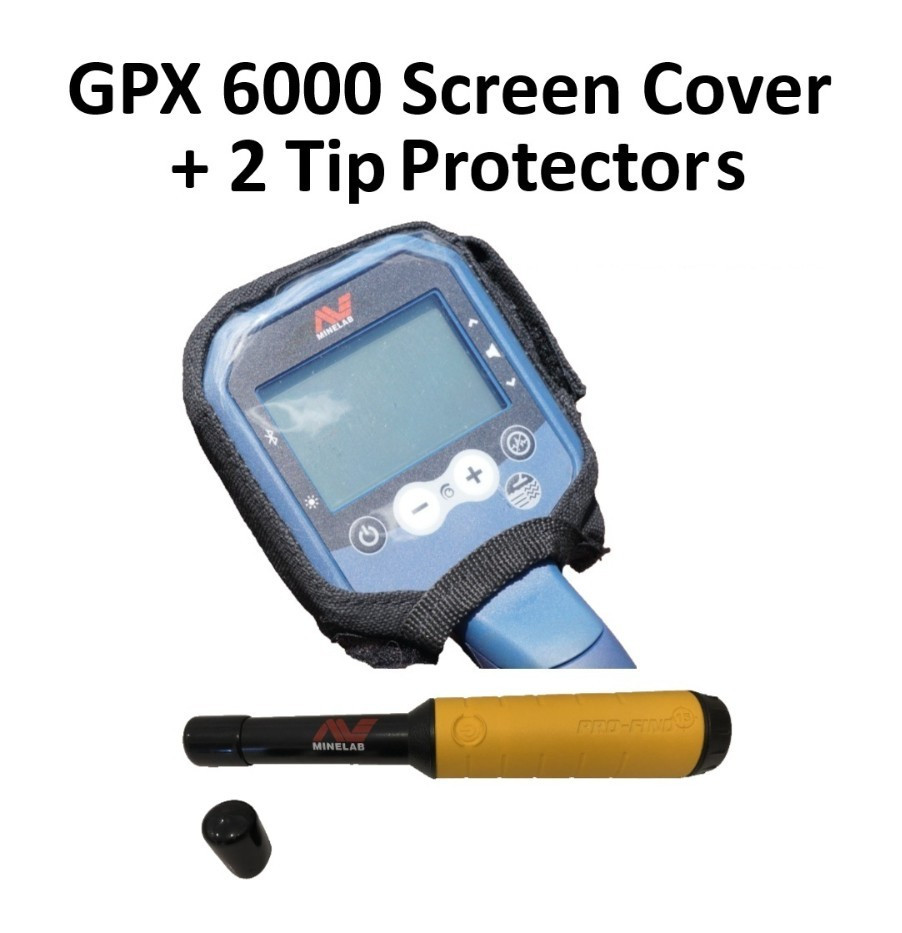Screen Cover For Minelab GPX 6000 Black, + 2 Profind Tip Protectors Black