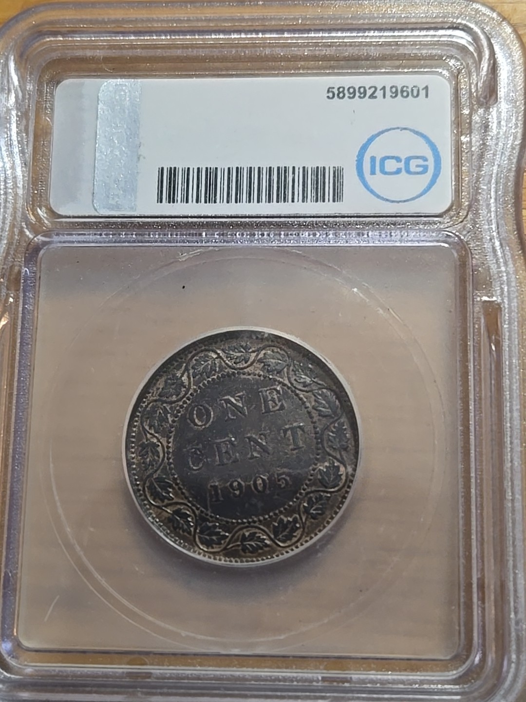 1905 ICG AU 58 DETAILS 1 CENT CANADA "CLEANED"