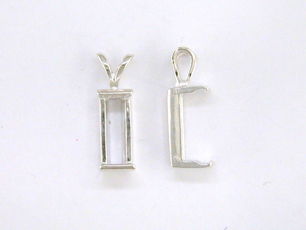 Deep Baguette Pendant Setting Sterling Silver