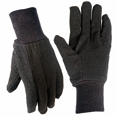 True Grip 9117-26 Jersey Work Gloves, Brown, Men's L - Quantity 6