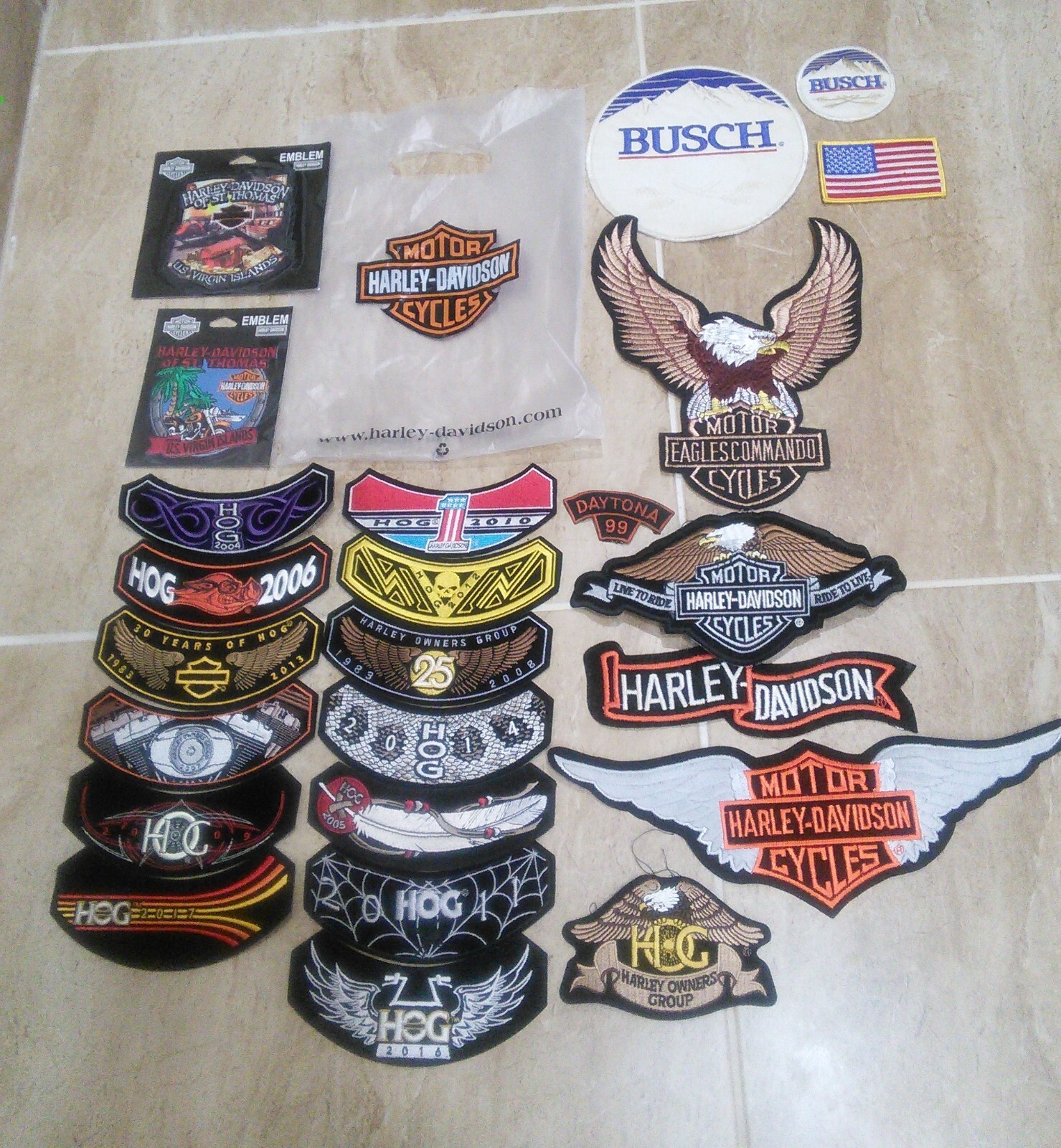Vintage LOT of 24 Harley Davidson Motorcycle Patches Back Patch Biker Week HOG