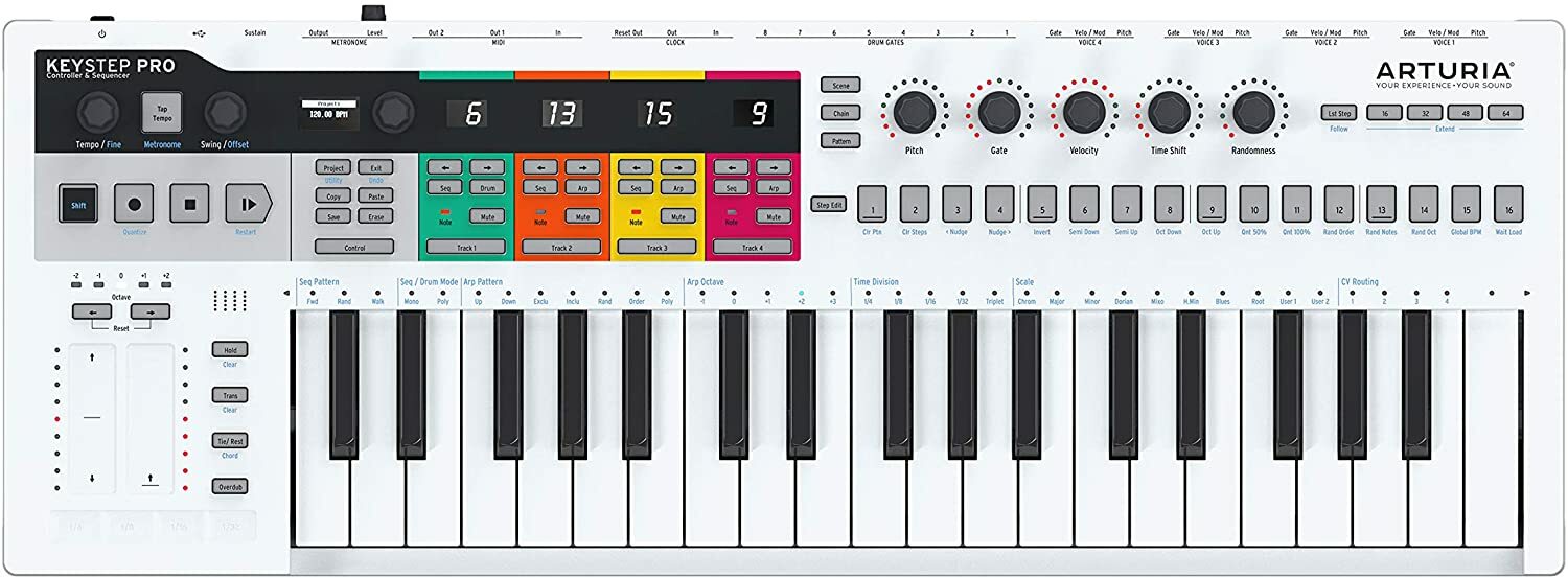 Arturia KeyStep Pro 37-Key USB/MIDI/CV Keyboard Controller and Sequencer -White