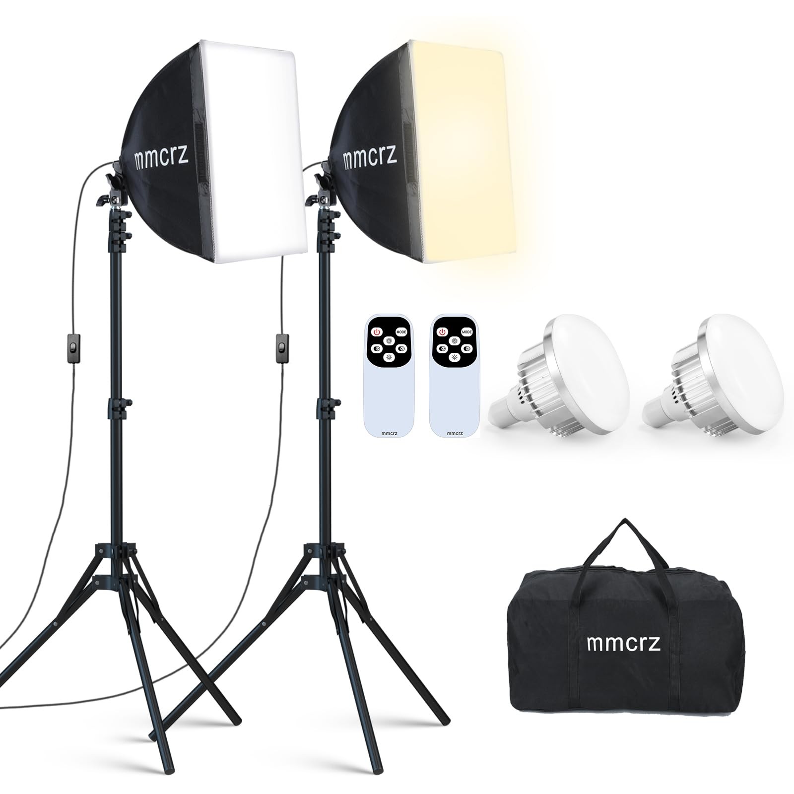 mmcrz 2Pack Professional Softbox Lighting Kit, 16'' x Studio 16"x16"
