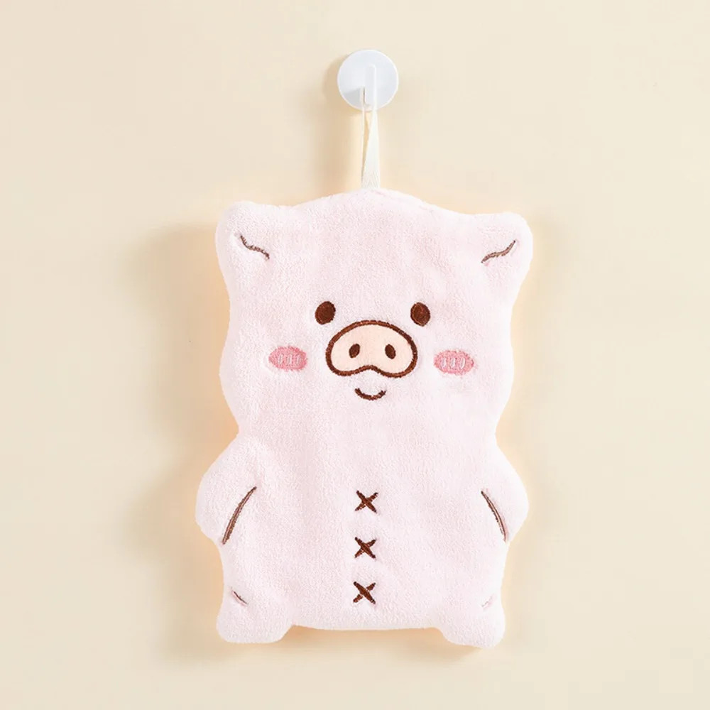 Cartoon Animal Hand Towel Coral Velvet Bathroom Thickened Hanging Toilet