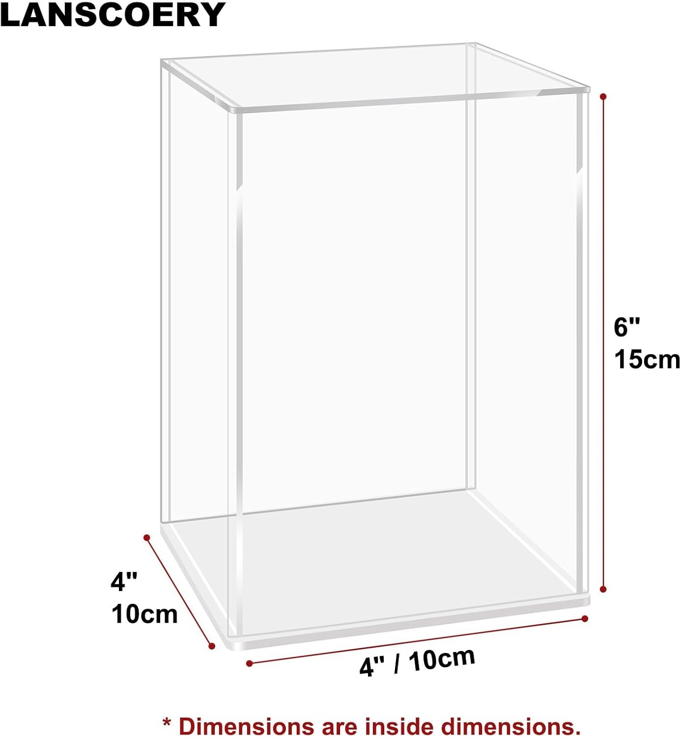 Compact Showcase Display Box with LED Lights & Dustproof Design - 4x4x6inch