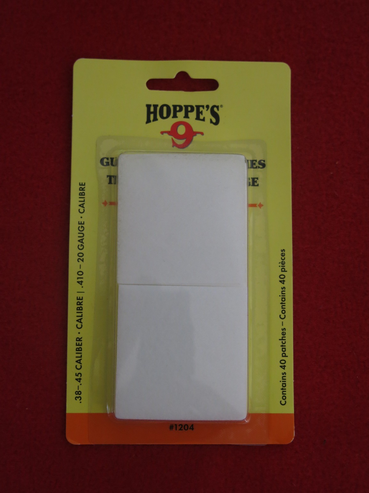Hoppes 1204 Gun Cleaning Patches .38 To .45 Caliber And .410- 20 Ga 40 In Packag