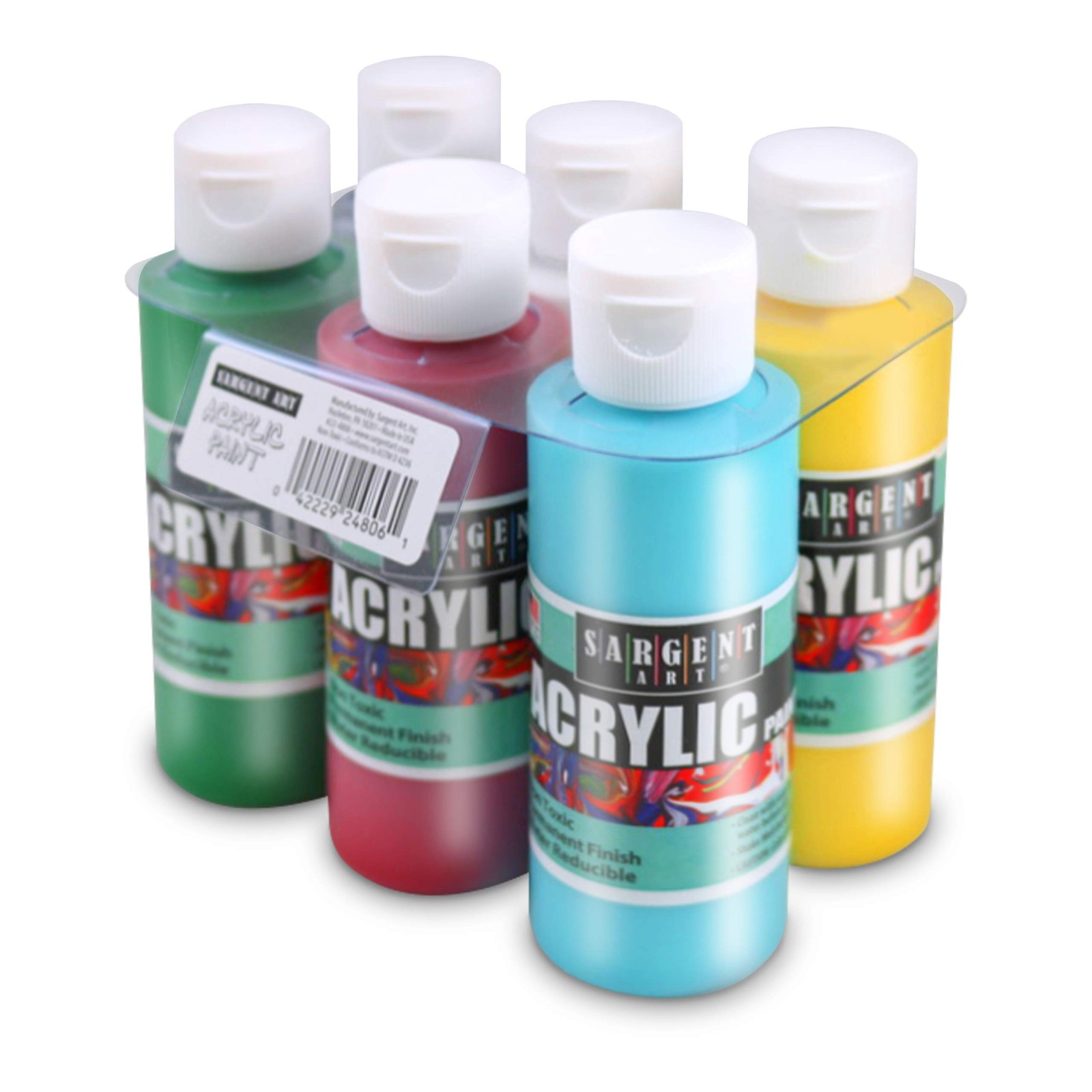 Sargent Art Primary Acrylic Paint Set, 4 Ounce 4 Fl Oz (Pack of 6),