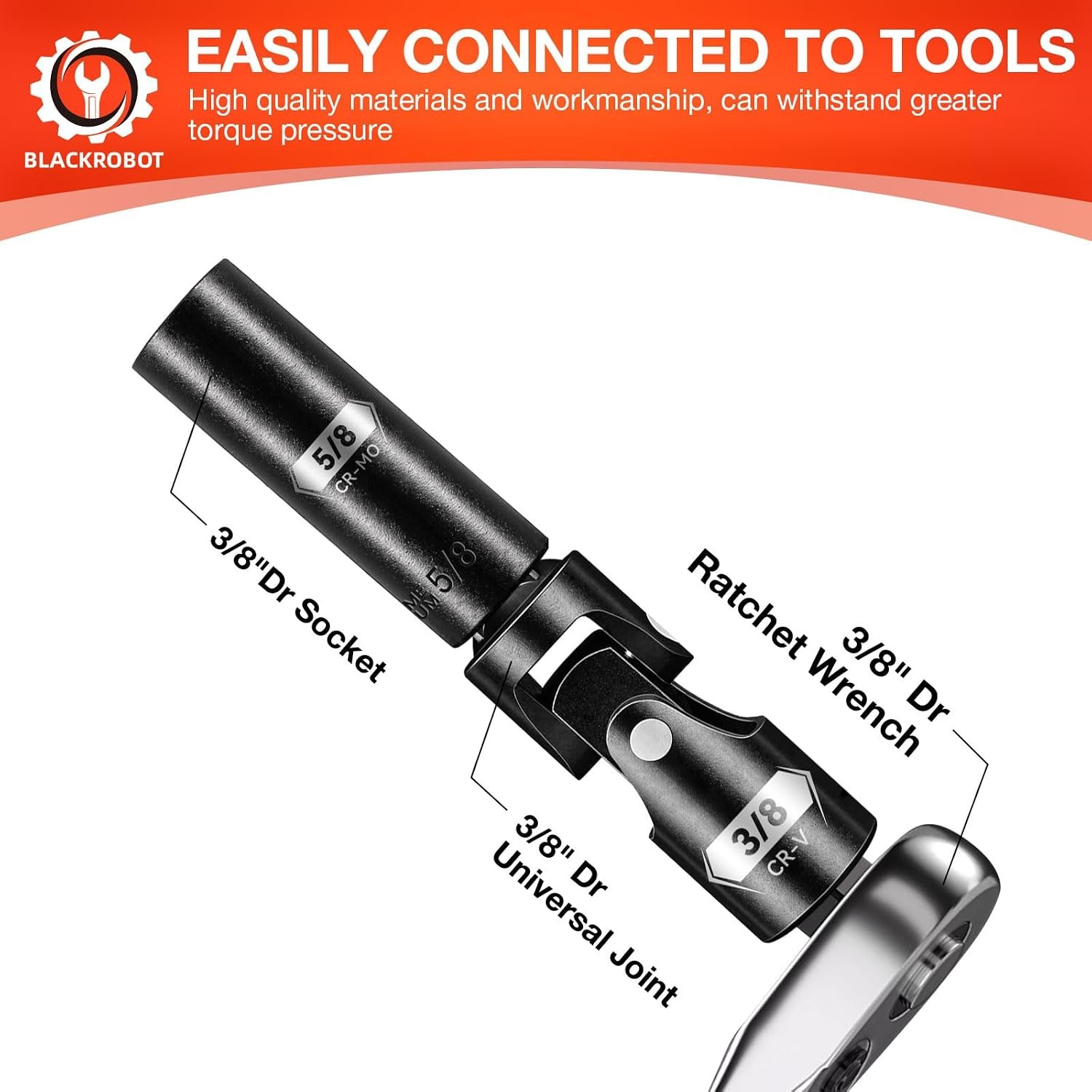 Universal Joint Set 3PCS, 1/2" 3/8" 1/4" Drive Socket Adapter Set, Premium