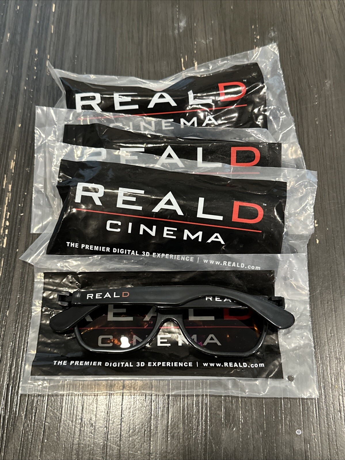 Real D 3D Cinema Glasses New Lot 4 Black 15cm Used Movie Theatre Passive Adult