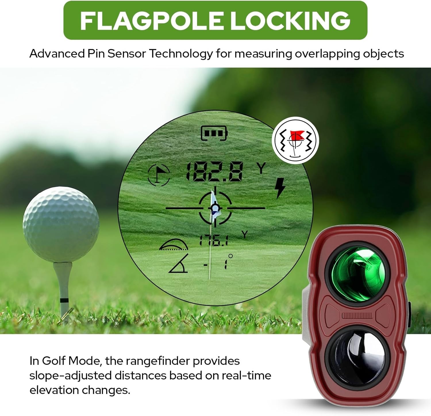Complete 1200 Yard Golf Rangefinder Set with Case - Slope Mode and Accessories