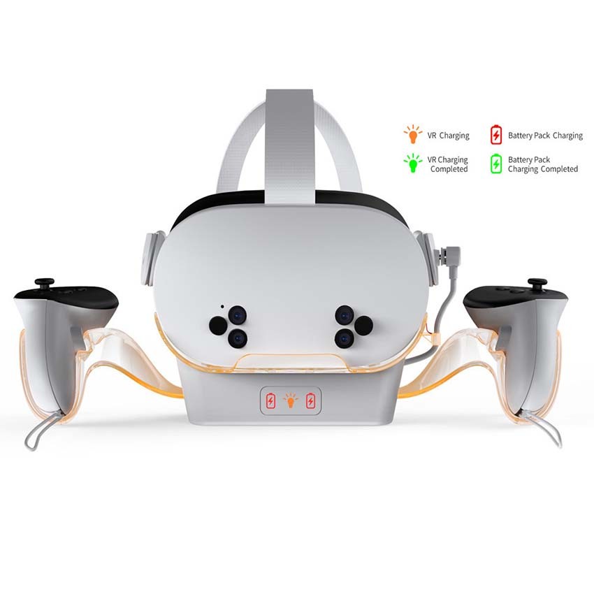 VR Headset LED Charging Dock Charger for Meta Quest 2/3/3S VR Controller Stand