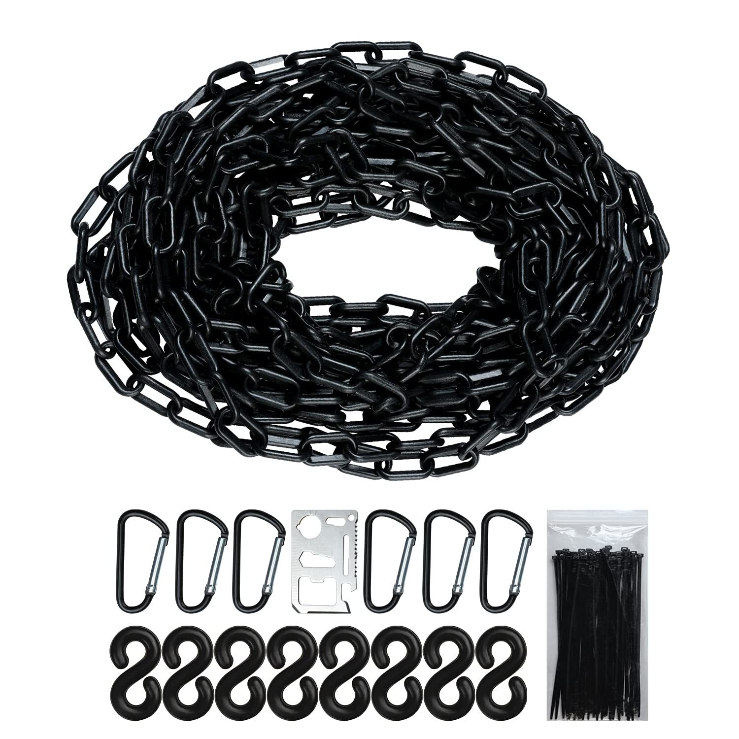 Black Plastic Chain 32 50 65 Feet Plastic Safety Barrier Chain For Crowd Control