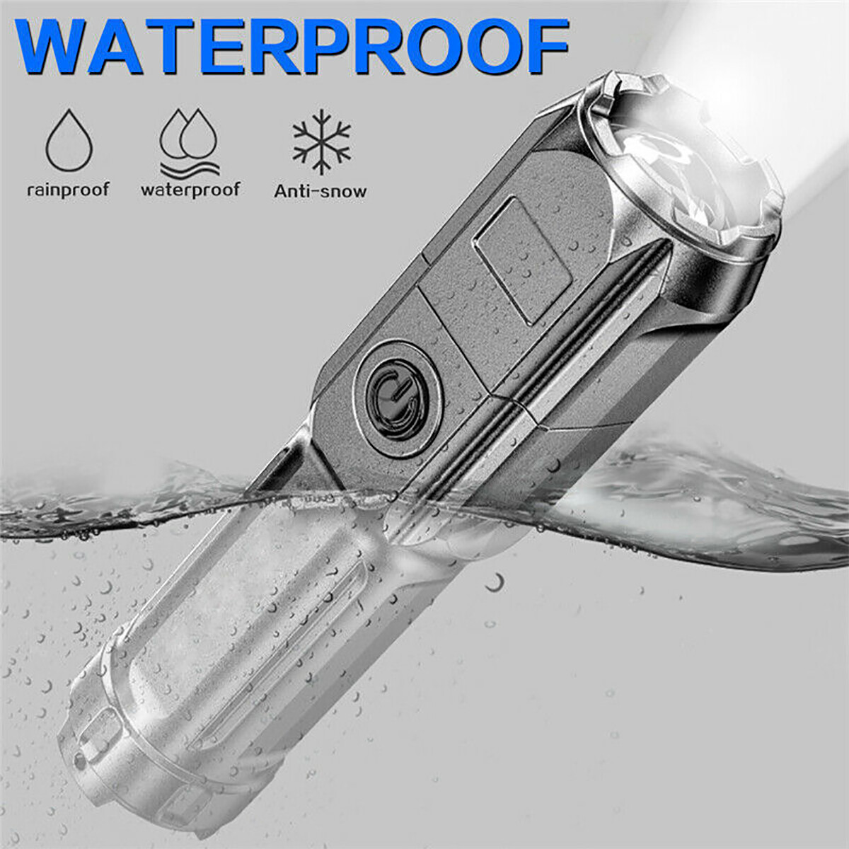 Rechargeable LED Flashlight Tactical Police Super Bright Torch Zoomable 3 Modes