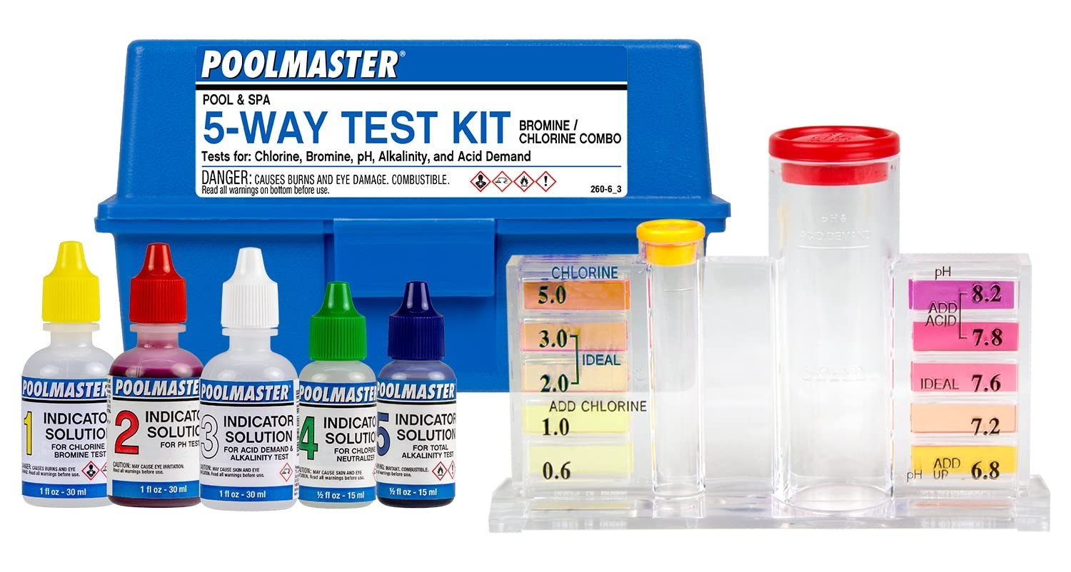 5-Way Kit with Integrated Color Chips for Precise Pool Water Testing