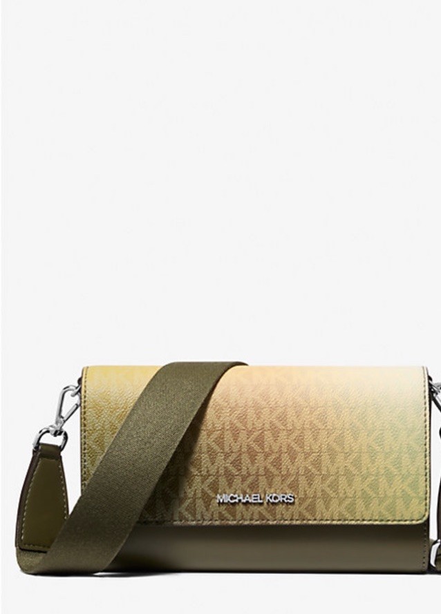 Michael Kors Jet Set Large Zip Around Wallet Crossbody Ombré Olive Multi $228