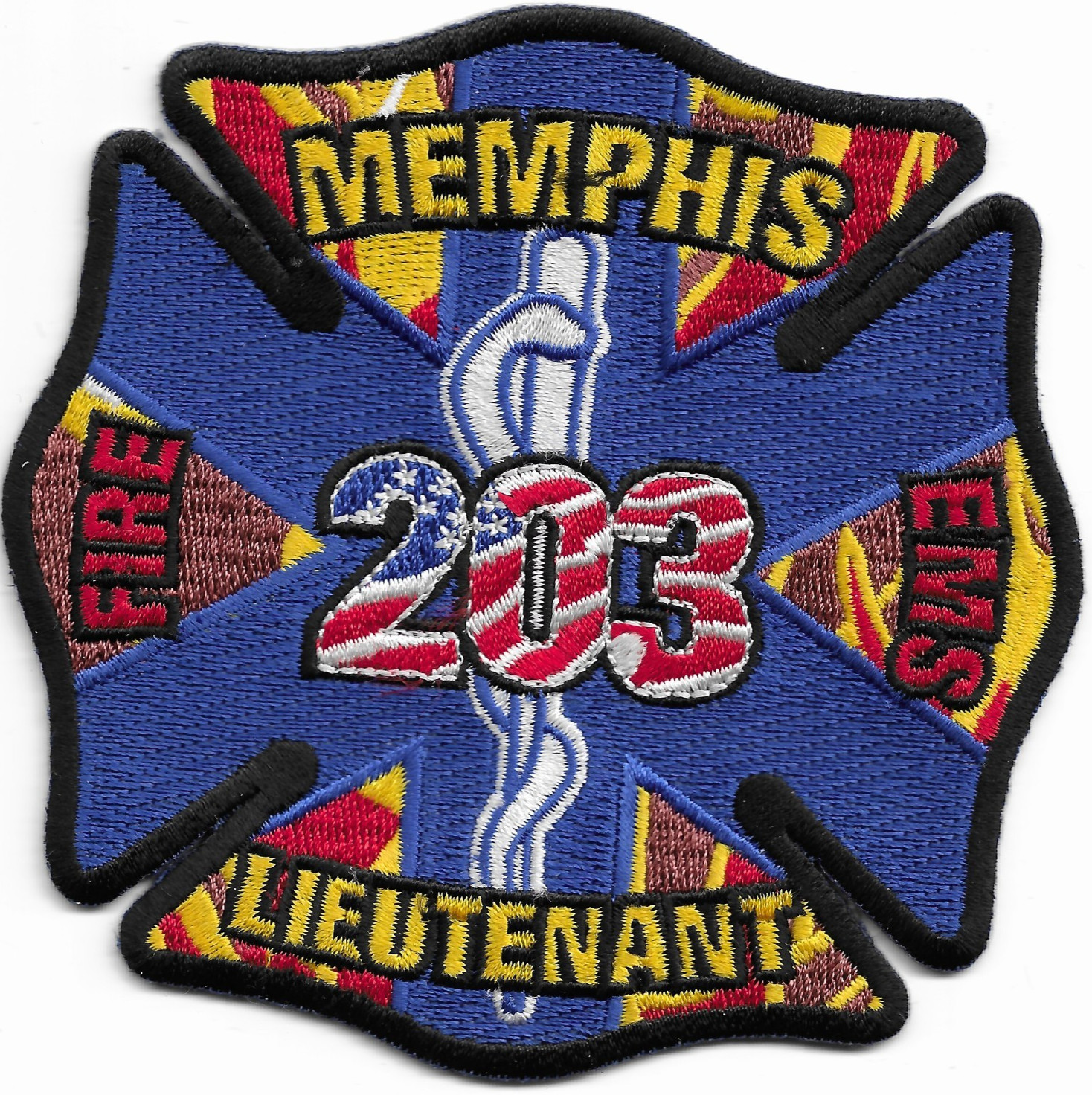 Memphis Fire - E.M.S. Lieutenant - 203, Tennessee (4" x 4" size) fire patch