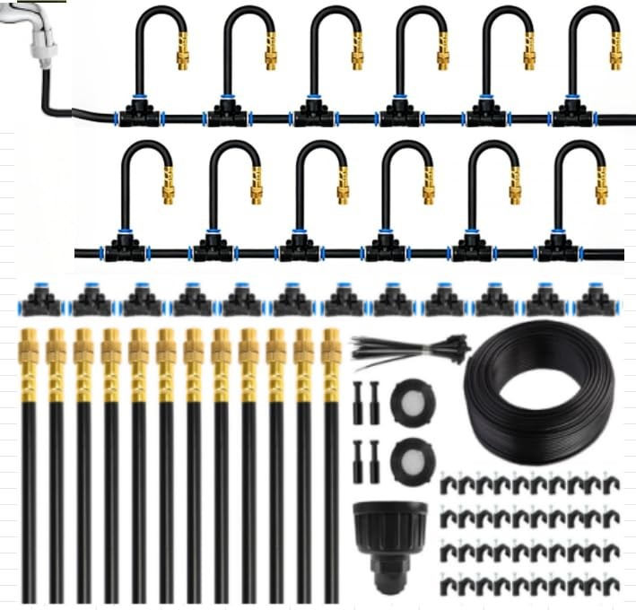 "50ft Drip Irrigation Kit with Adjustable Nozzles for Garden and Plants"