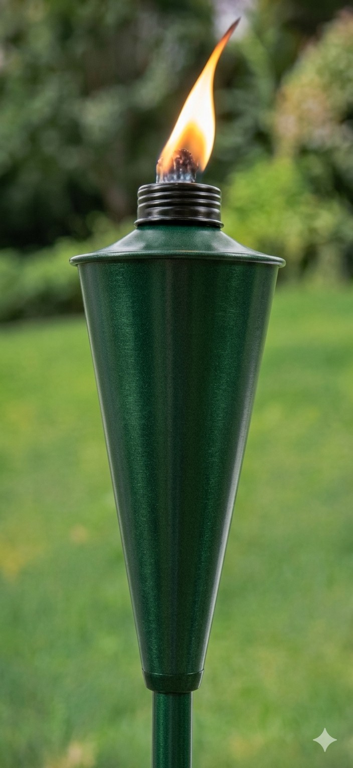 Green, Cone-Shaped 2-in-1 Torch from Patio Essentials