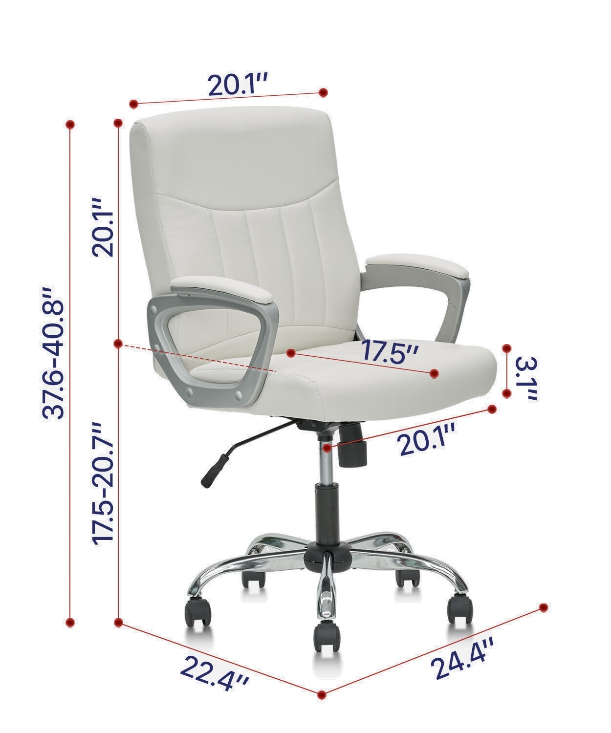 CLATINA Office Executive Chair Ergonomic Swivel PU Leather Armrest Computer Home