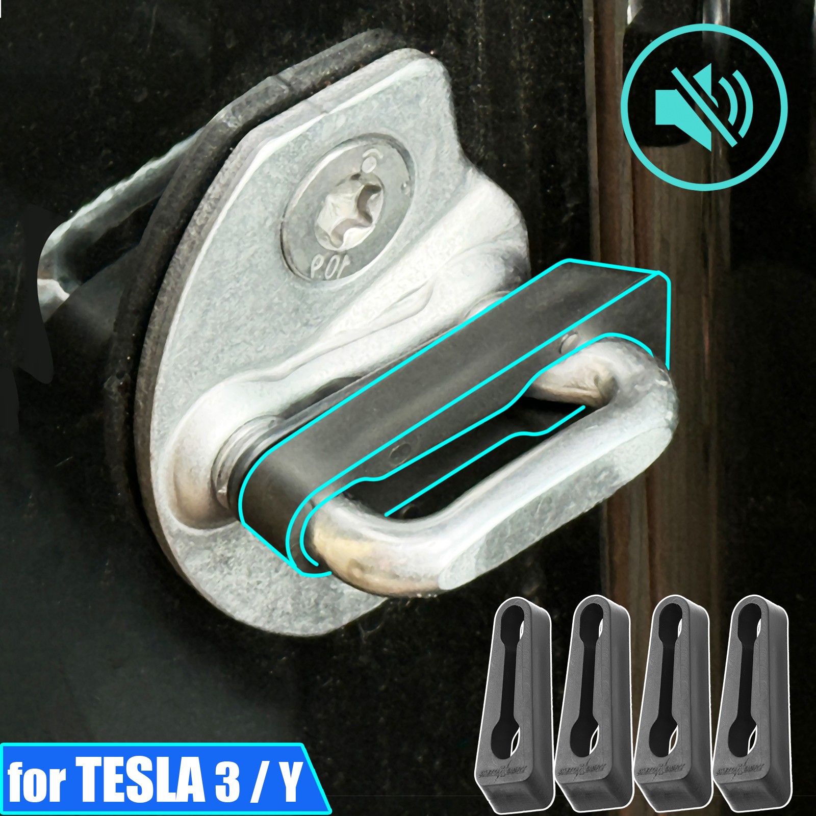Car Door Striker Sound Damper Door Lock Buffer Gap Seal For Tesla Model  3 Y