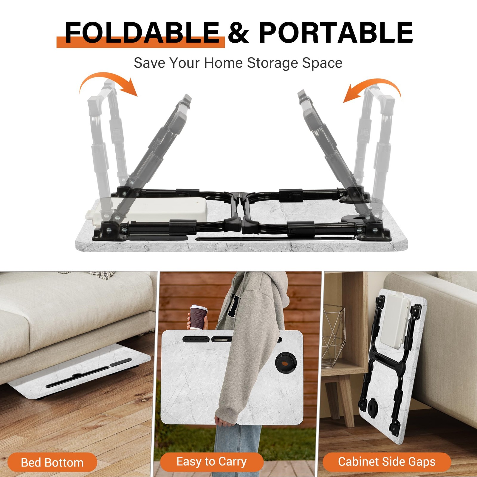 Laptop Desk for Bed Height Adjustable, Lap Bed Table with USB/Storage Drawer/...