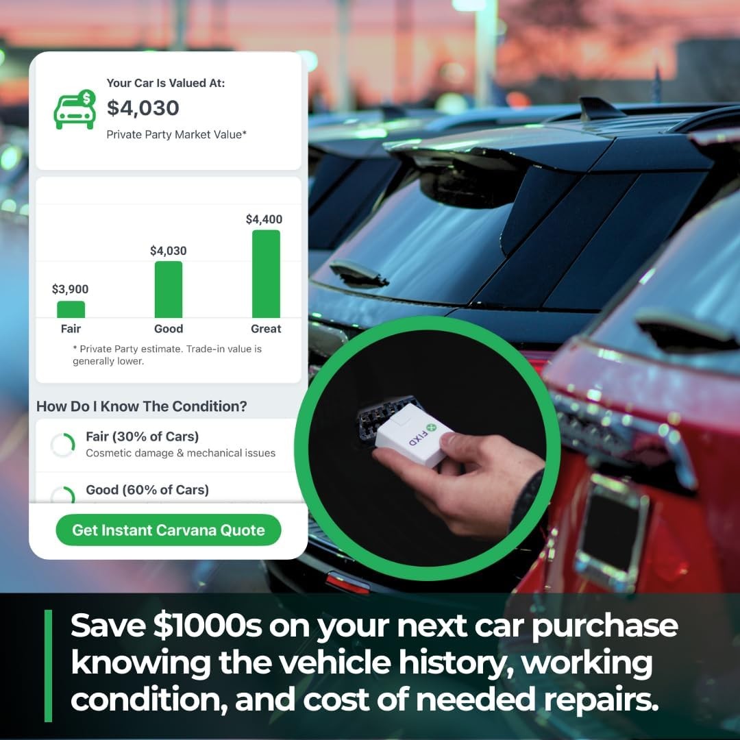 FIXD Bluetooth OBD2 Scanner for Car - Code Readers & Scan Tools for...
