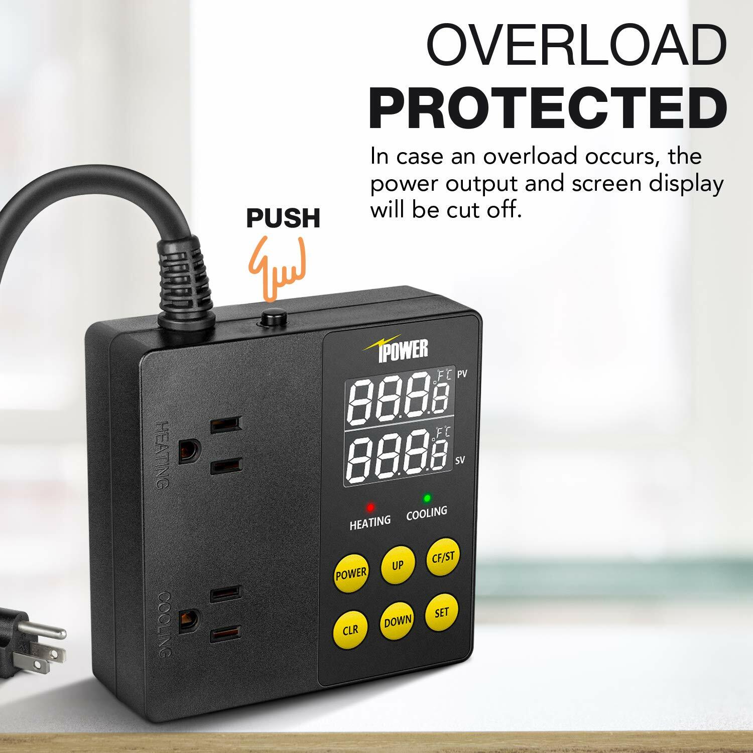 iPower Professional Digital Heating and Cooling Temperature Controller 1875W