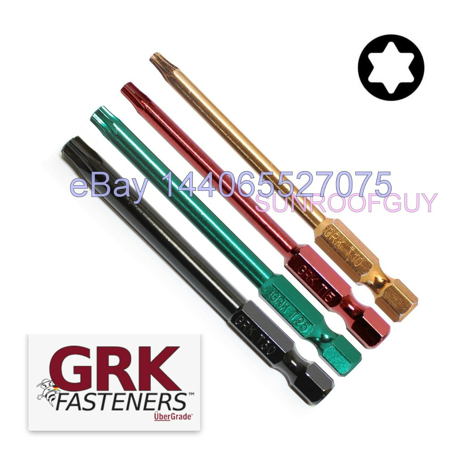 GRK Fasteners 3” TORX Bits (2/pk) (Choose T-10 thru T-30) Star NEW