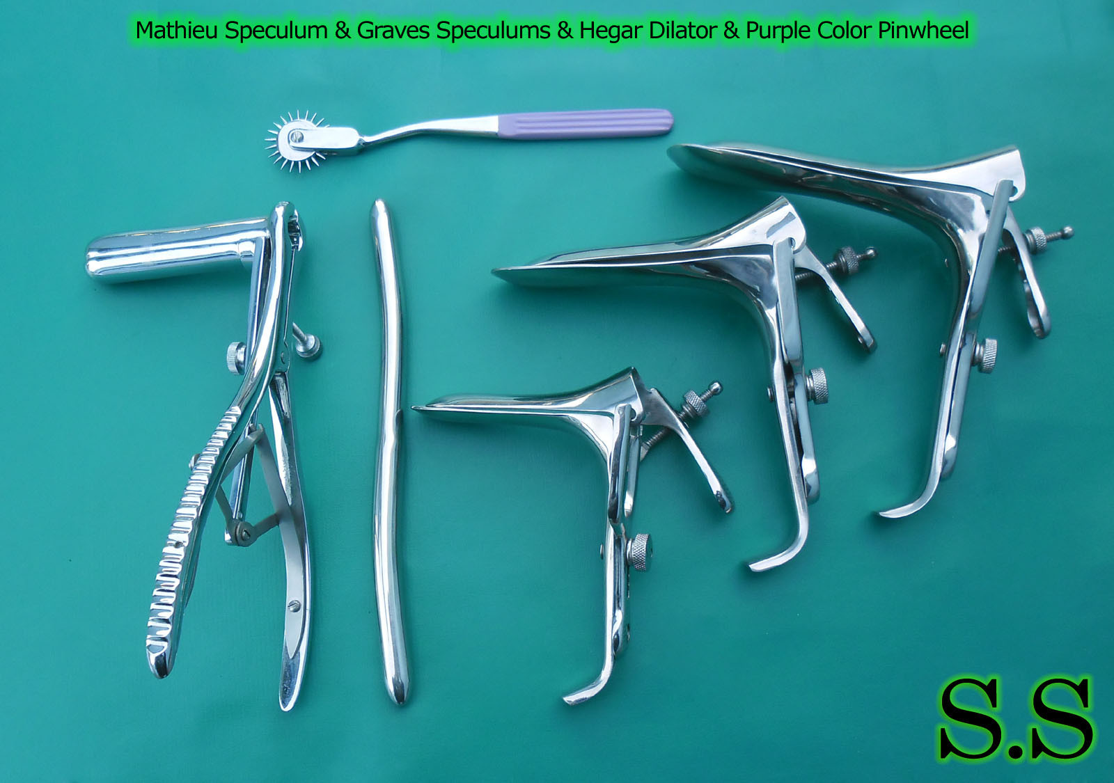 Mathieu Speculum Graves Hegar Dilator Sound  Purple Pin wheel