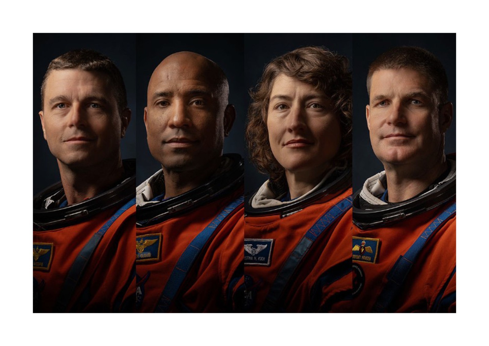 Artemis 2 crew 2 NASA A4 mounted reproduction poster with choice of frame