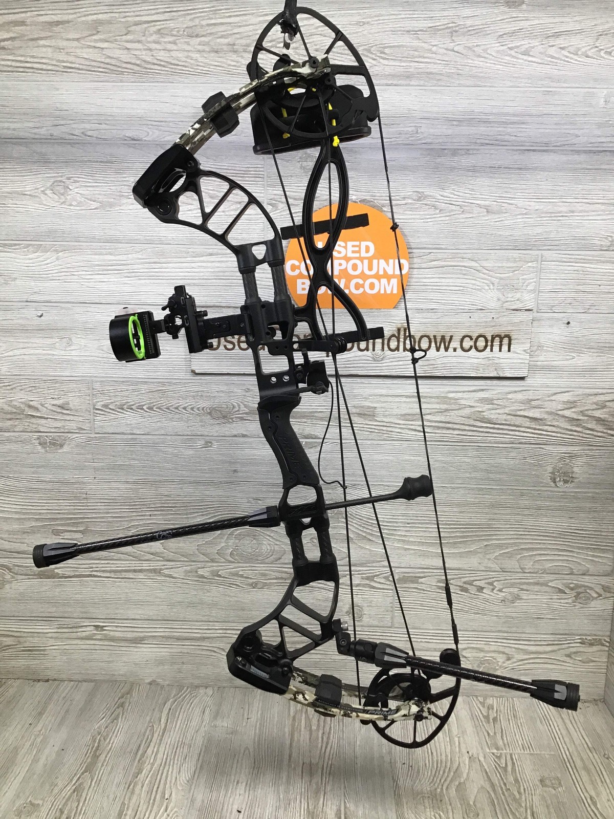 Used Prime Form 30 50-60#/28" Black riser/Camo limb LOADED PACKAGE