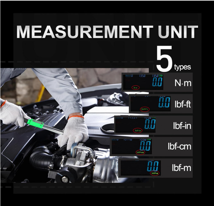 Herramienta torque digital 1/2" con aviso LED para reparación automotriz