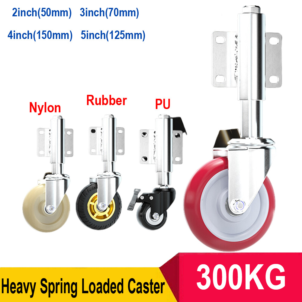 2''/3''/4''-6'' Gate Wheel Spring Loaded Caster Heavy Duty 250KG Load Capacity