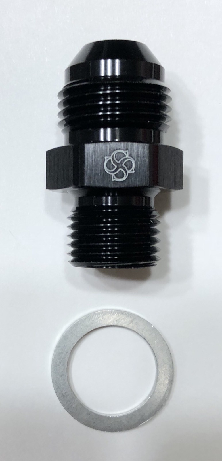 B25 -10 X M16 X 1.5 Fitting Adapter Metric -10AN Black Aluminum w/ Crush Washer
