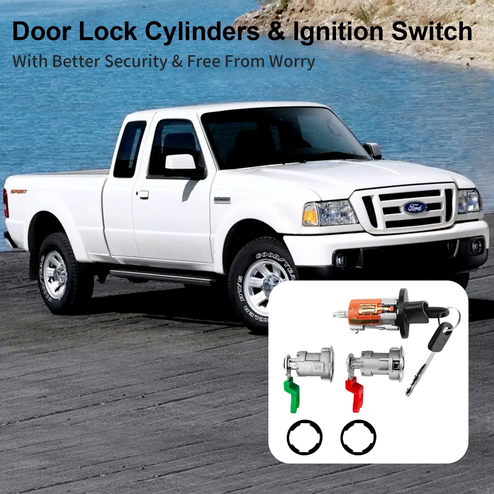 Door Lock Cylinders & Ignition Switch w/ Keys for 1996-2008 Ford E150/250/350