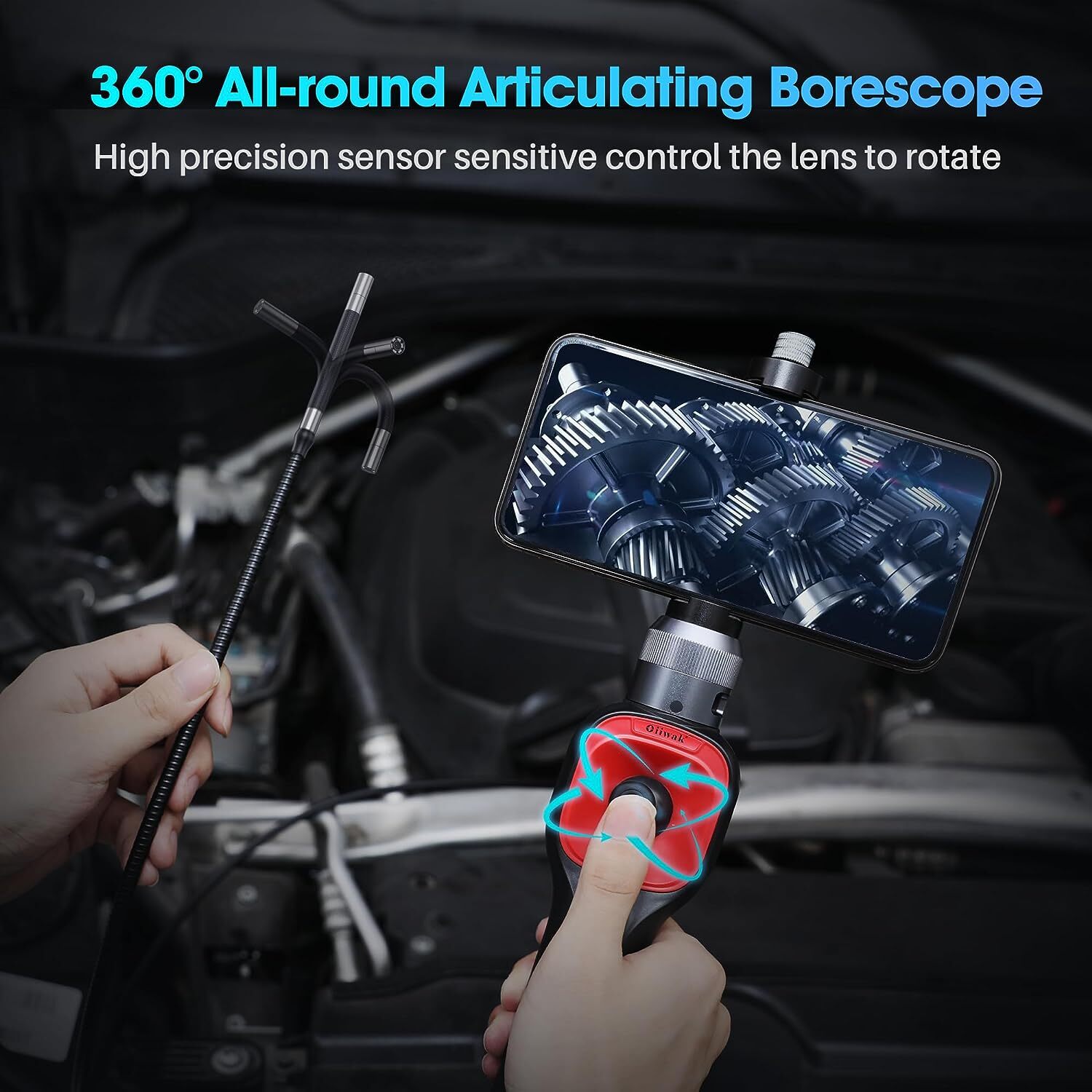 360° Rotation 1080P HD Industrial Endoscope Borescope Inspection Snake Camera