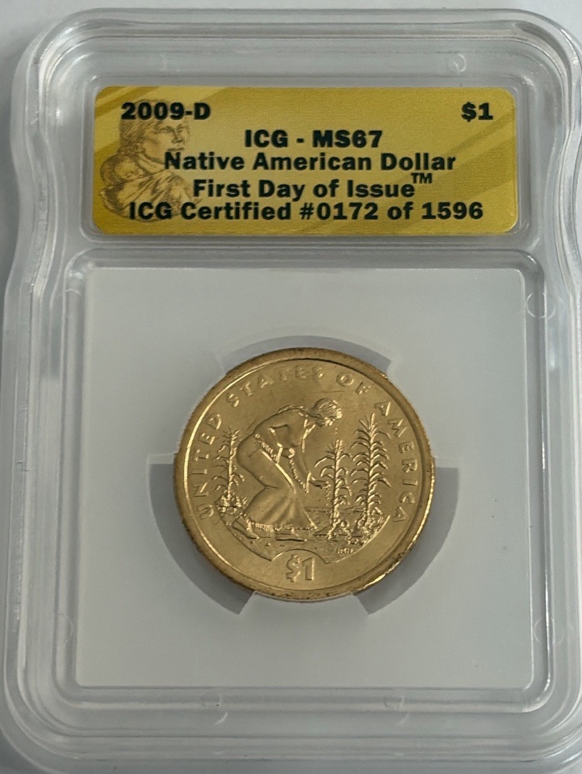 2009-D Native American $1 Sacagawea Dollar ICG MS67 First Day of Issue Free Ship