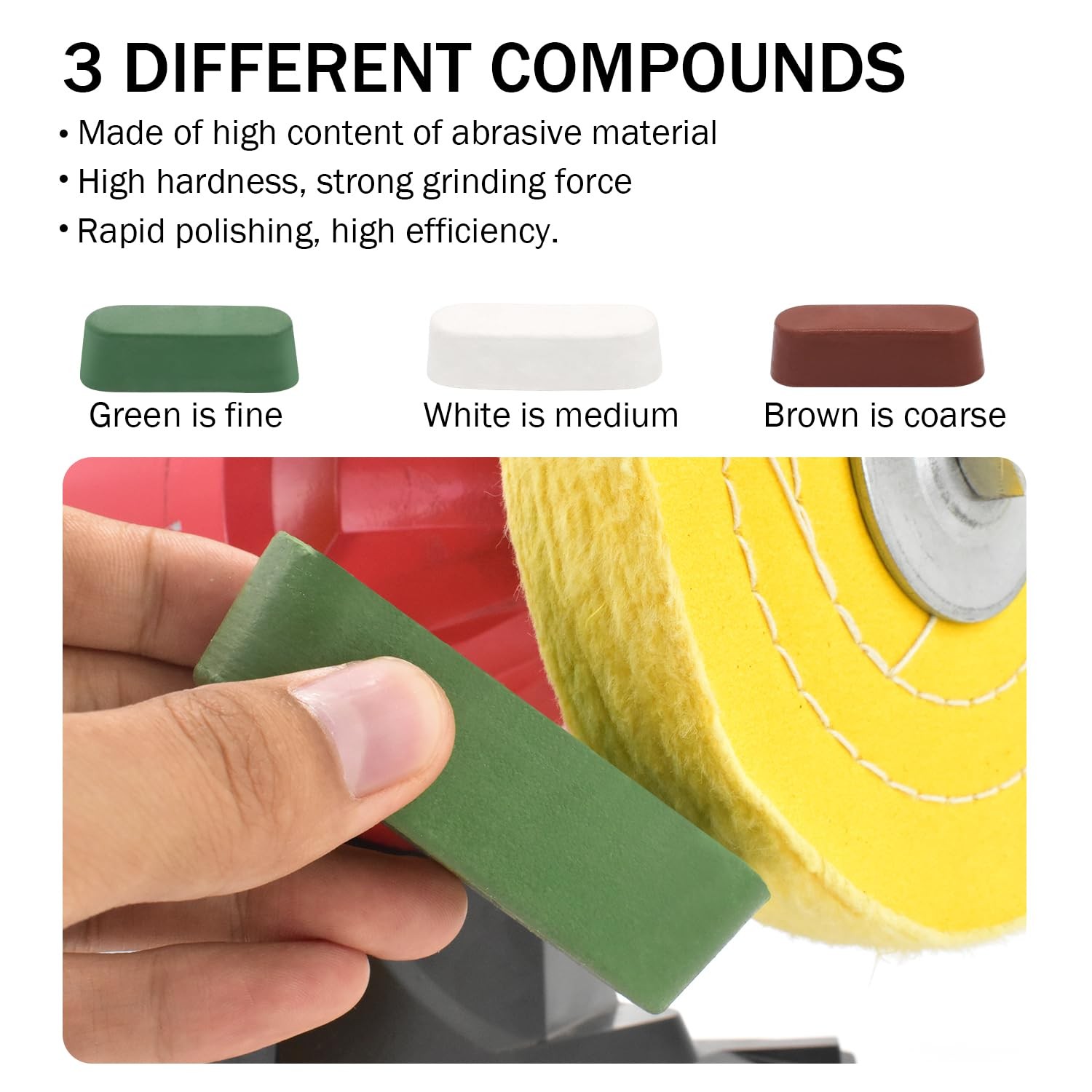 6inch Buffing Polishing Wheels 1/2" Arbor Hole,Soft/Fine/Medium for Bench Gri...