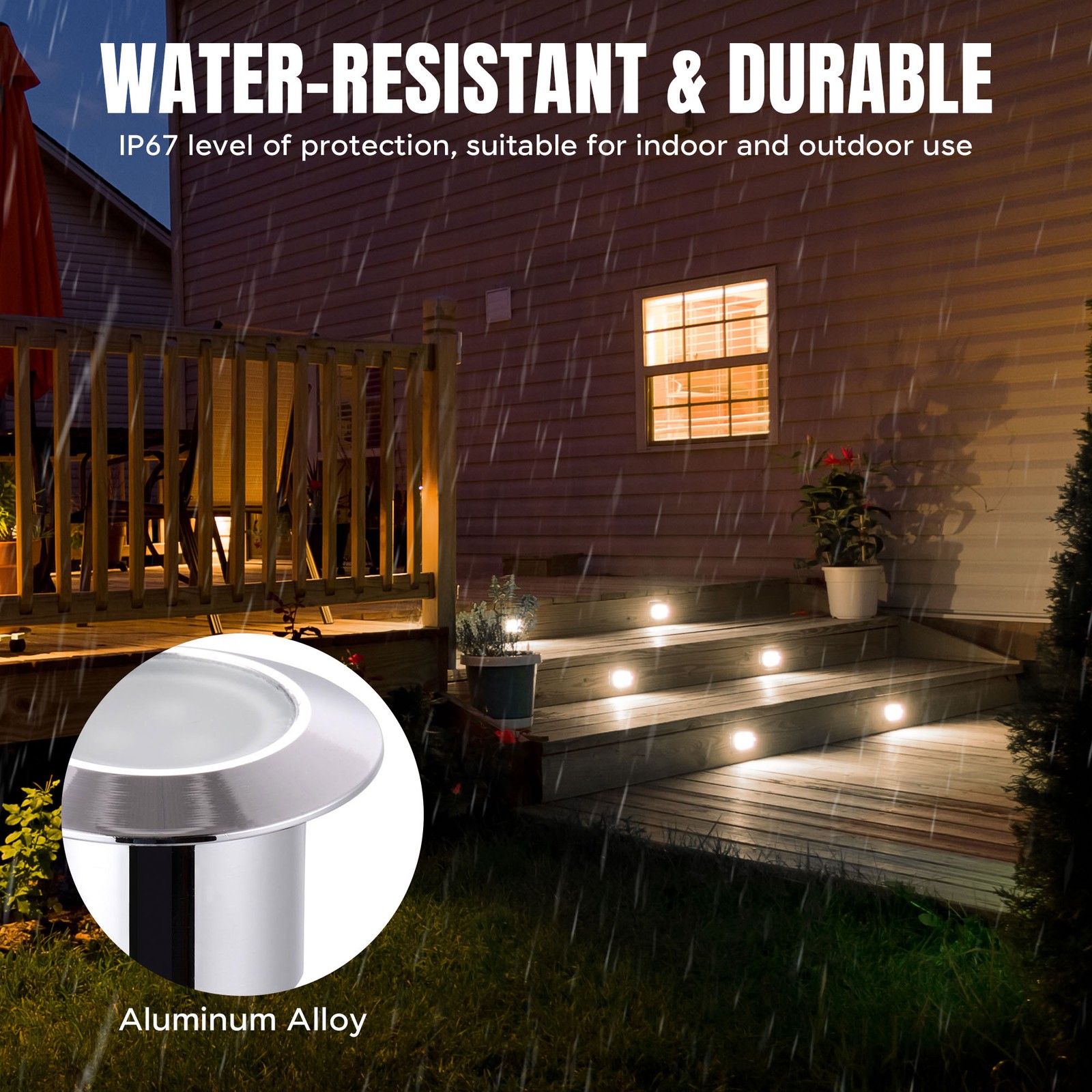 10pcs LED Garden Post Deck Cap Fence Light Landscape Road Path Light Ground Step