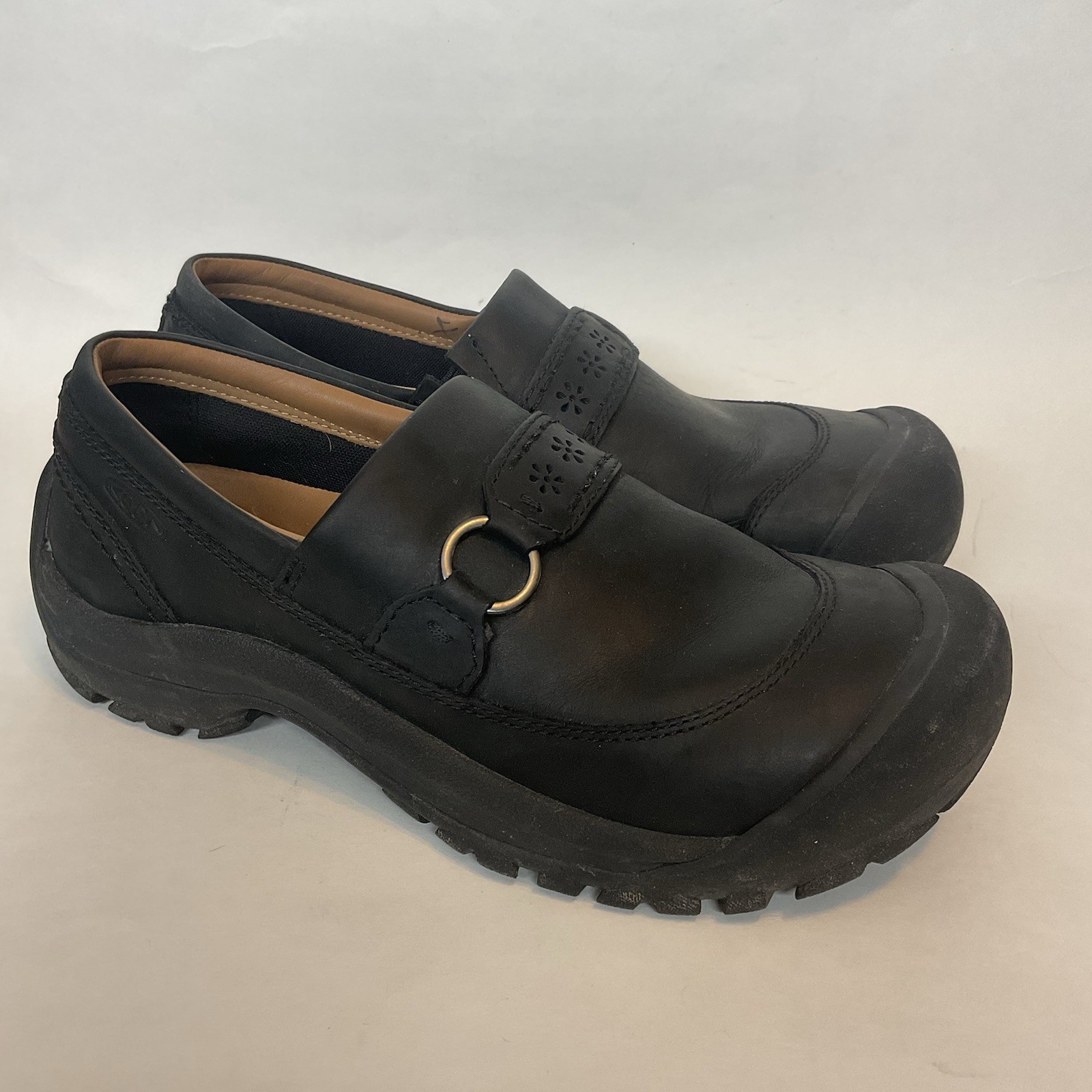Keen Kaci II Shoes Womens Size 9 Black Leather Slip On Mule Driving Clog 1020484