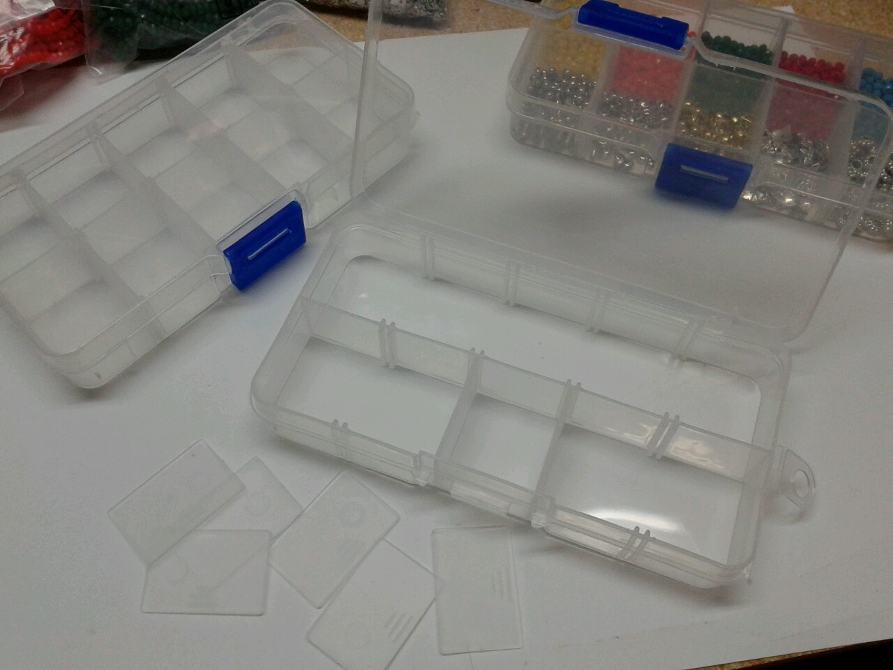 2pcs Clear Plastic Craft Organizer Storage Box with 10 Adjustable Compartments
