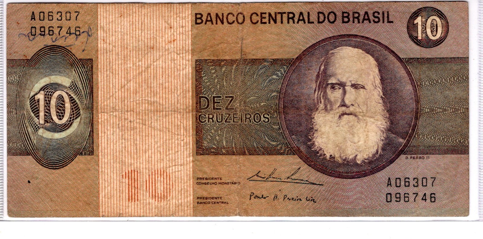 Brazil 10 Cruzeiros Banknote 1970-1980 Used as pictured A06307 096746