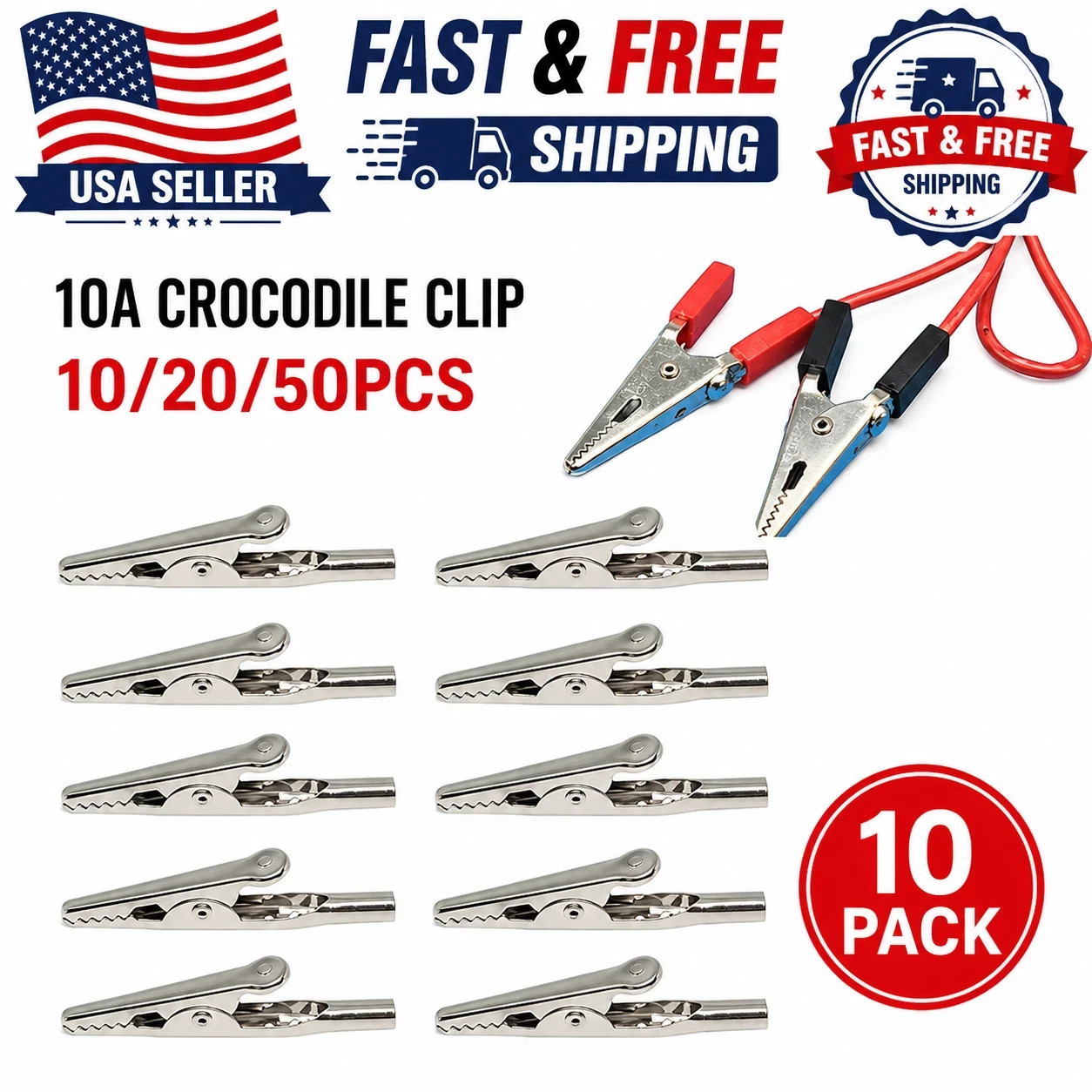 10/20/50Pcs 51mm Stainless Steel Alligator Clips