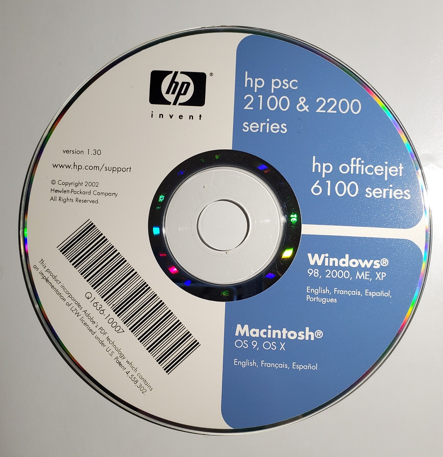 Hp psc 2100 & 2200 Series Hp officejet 6100 Series Vintage 2002 Version 1.30