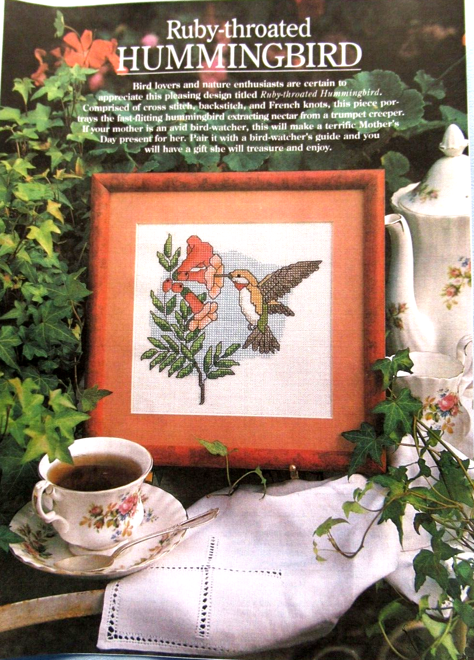 American Sampler Afghan 4 Parts Bag Designs Hummingbird CROSS STITCH PATTERNS
