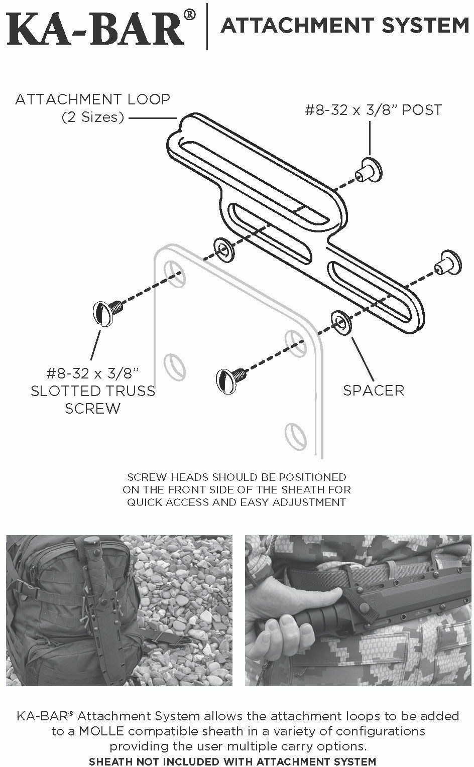 Ka-Bar Attachment System Two Sets Of Loops One Large/Small Celcon Construction