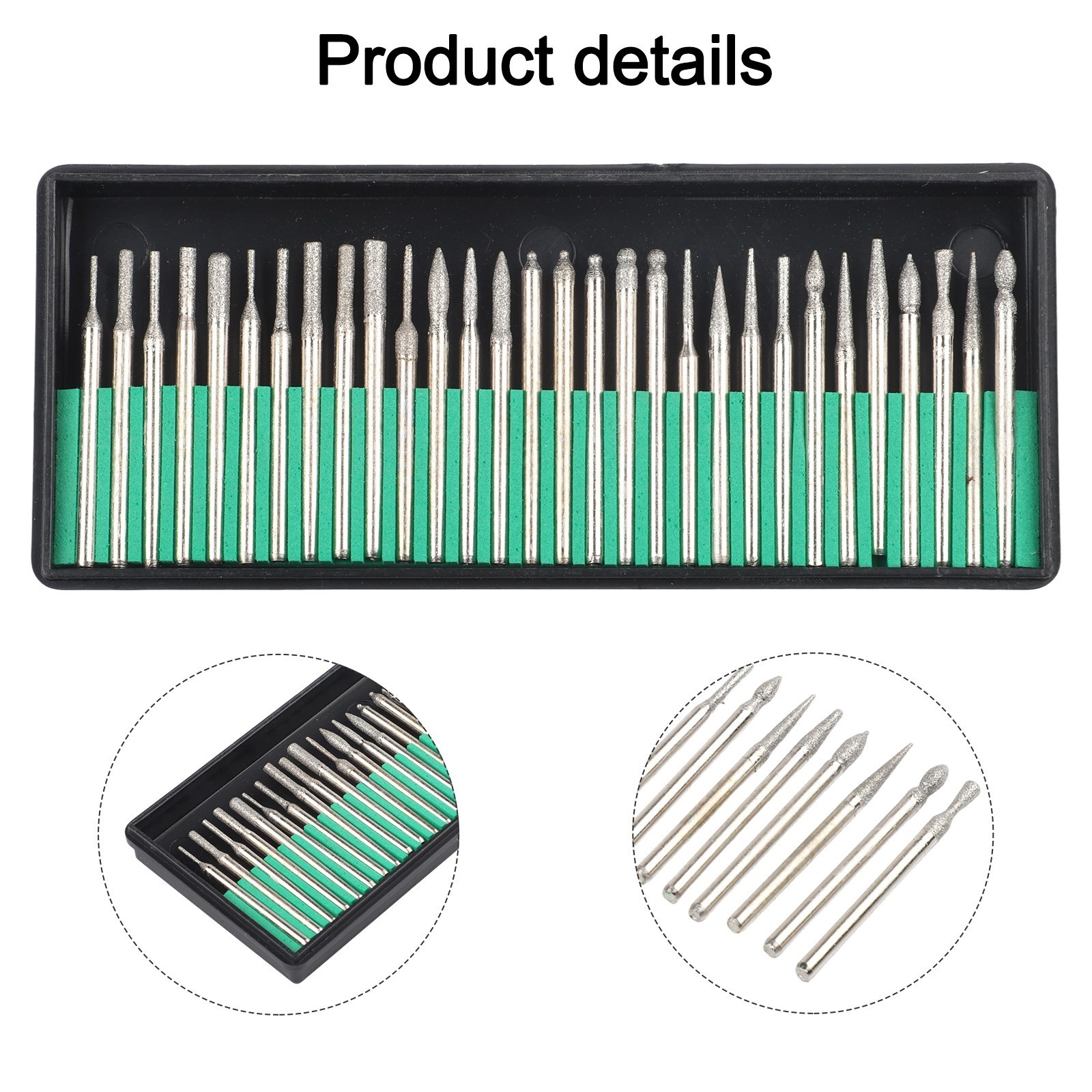 30pcs/set Rounded/Tapered/Ball/Cylinder Burrs Tools Drill Rotary Bits Milling
